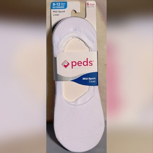 6 Pairs Authentic Peds Mid Sport Liner Sock Size 8-12 White, Gray, & Black ~ NWT - Picture 1 of 7